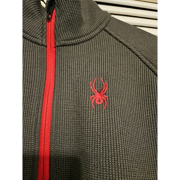 Spyder Outbound Sweater Men Size M 1/4 Zip Pullover Fleece Jacket Olive/Black - Picture 2 of 7